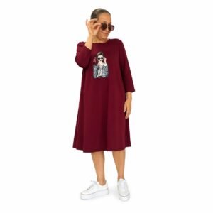 Rochie midi din bumbac, produs România