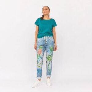 Pantaloni dama denim cu imprimeu, import Italia