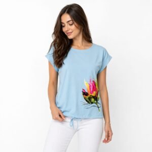 Tricou damă bumbac cu aplicație imprimată, produs România