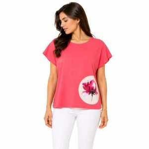 Tricou damă bumbac cu aplicație cusută, produs România