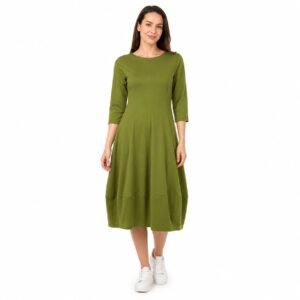Rochie jerse de vâscoză cu tăietură pe față,produs în România