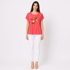 Tricou damă vâscoză cu aplicație imprimată, produs România