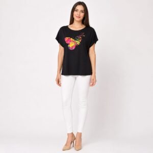 Tricou damă vâscoză cu aplicație imprimată, produs România