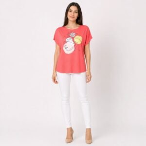 Tricou damă vâscoză cu aplicație imprimată, produs România