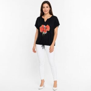 Tricou damă vâscoză cu aplicație imprimată, produs România
