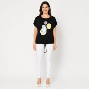 Tricou damă vâscoză cu aplicație imprimată, produs România