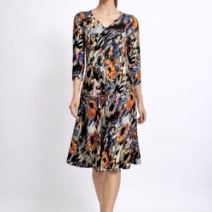 Rochie damă casual cu imprimeu abstract în stil pictural, produs România