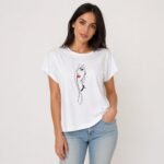 Tricou damă bumbac cu aplicație imprimată, produs România