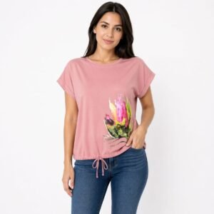 Tricou damă bumbac cu aplicație imprimată, produs România