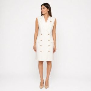 Rochie elegantă tip sacou fără mâneci, import Italia