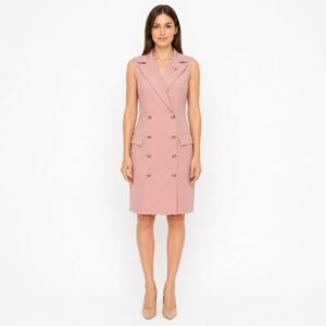 Rochie elegantă tip sacou fără mâneci, import Italia