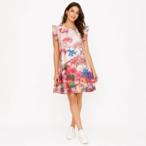 Rochie casual de vară cu imprimeu exotic,import Italia