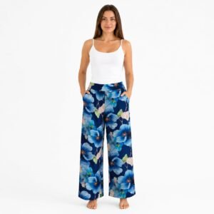 Pantaloni damă largi cu imprimeu floral,import Italia