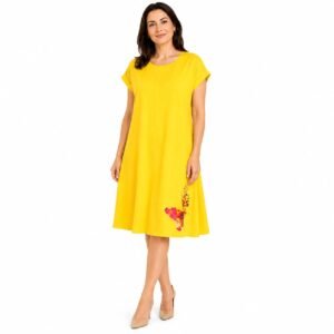 Rochie `A line` din in mercerizat,produs România