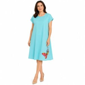 Rochie `A line` din in mercerizat,produs România