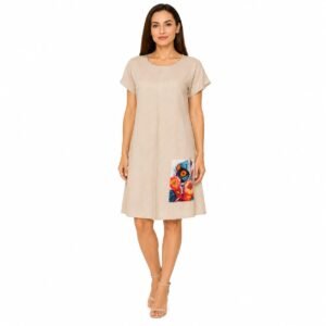 Rochie `A line` din in mercerizat,produs România