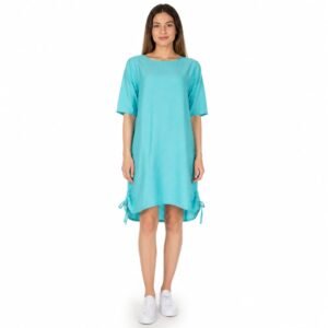 Rochie aqua blue casual ,cu șnur reglabil lateral,produs România