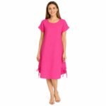 Rochie casual roz intens din In cu șnur,produs România