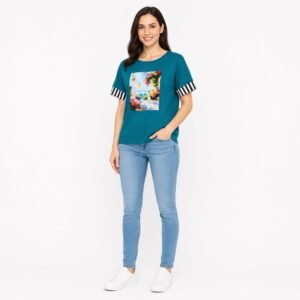 Tricou turcoaz casual,produs România