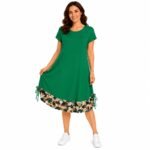 Rochie casual verde crud cu detalii florale,produs România