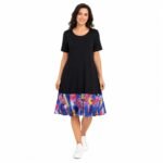 Rochie damă neagră cu volan multicolor,produs România