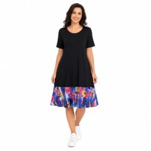 Rochie damă neagră cu volan multicolor,produs România