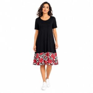 Rochie damă neagră cu volan multicolor,produs România