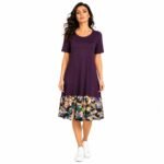 Rochie damă mov prună cu volan multicolor,produs România