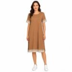 Rochie damă casual maro cu detalii cotrastante,import Italia
