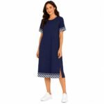 Rochie damă casual bleumarin cu detalii cotrastante,import Italia