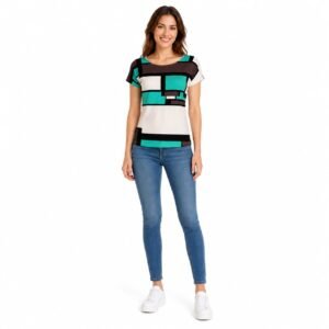 Tricou damă cu imprimeu geometric,produs România
