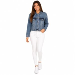 Geacă damă din denim albastru prespălat-stil casual modern