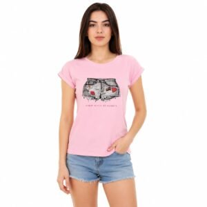 Tricou damă roz cu imprimeu casual,import Italia