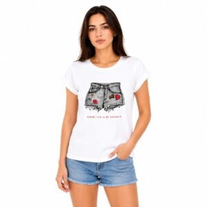 Tricou damă alb cu imprimeu casual,import Italia