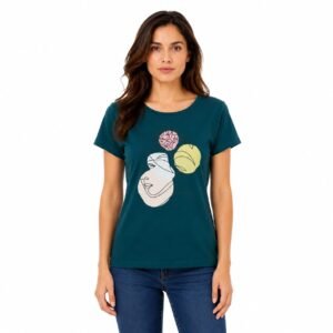 Tricou dama verde petrol cu imprimeu,produs România