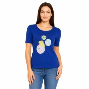 Tricou damă albastru royal cu imprimeu,produs România