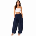 Pantaloni damă lejeri bleumarin cu buzunare,produs România