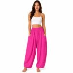 Pantaloni damă lejeri fucsia cu buzunare,produs România