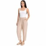 Pantaloni damă lejeri cu buzunare bej,produs România