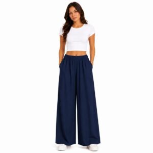 Pantaloni bleumarin largi cu buzunare,produs România