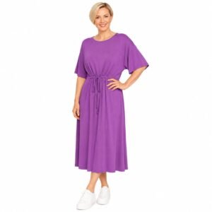 Rochie damă mov liliac cu șnur reglabil în talie,produs România