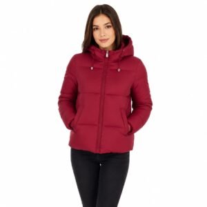 Geacă damă matlasată bordo cu glugă,import italia