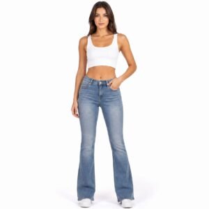 Jeans damă Push Up ușor evazați albastru denim,import italia