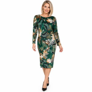 Rochie damă midi catifea cu imprimeu abstract ,produs România