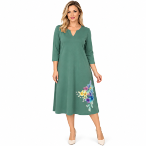 Rochie dama verde mentă din jerse, produs Romania
