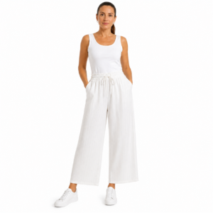 Pantaloni damă largi cu fir lurex și talie elastică,italia