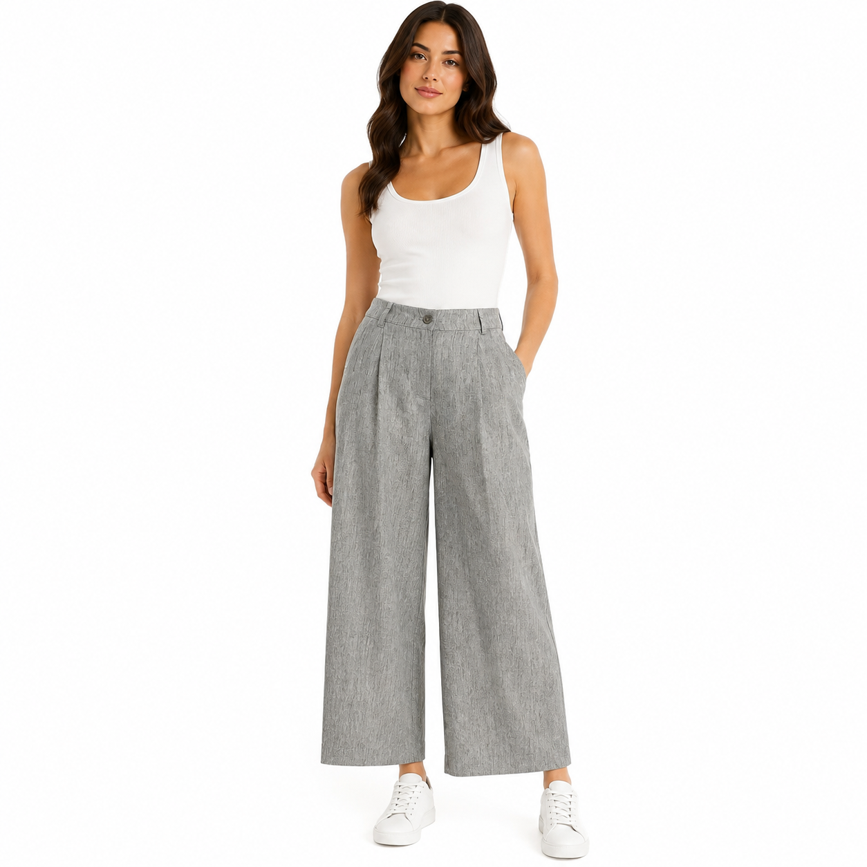 Pantaloni damă largi cu talie înaltă,italia
